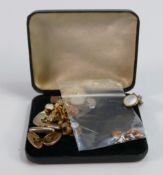 Collection of cufflinks & studs including 1 x 9ct gold link: Includes gilt on silver items and dress