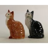 Beswick British Blue seated cat 1030 together with a ginger cat 1030: