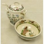 Large Portmierion Botanic Garden Patterned Soup Tureen & Ladle, together with similar Bird of