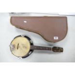 Cased G H & S Melody Junior banjo ukulele: length 59cm