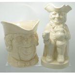 Royal Doulton Creamware Large Character Jug Parson Brown ( chip to rim) & similar Toby Jug(2)