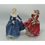 Royal Doulton Lady Figure Top O The Hill HN1834: together with seconds Fragrance HN2334(2)