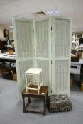 Three Various Stools & Tables: together with Wicker Room Divide / Screen(4)