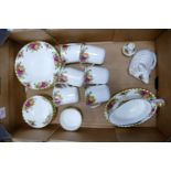 A collection of Royal Albert Old Country Rose Patterned items including: Mugs, Rimmed Bowls, Fruit