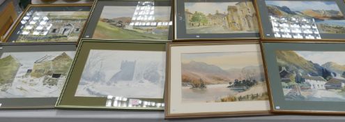 A collection of Local Artist E Grieg Hall Watercolours(8):
