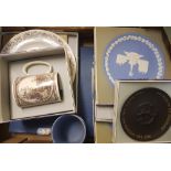 A good collection of mostly boxed Wedgwood jasper ware plates: together with jasper ware tankard,