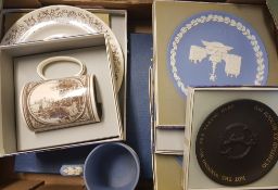 A good collection of mostly boxed Wedgwood jasper ware plates: together with jasper ware tankard,