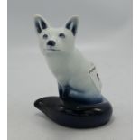 Royal Doulton blue flambe figure of a seated fox:
