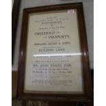 A local Staffordshire framed property deeds print: 55cm x 37cm.