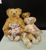 A good collection of Teddy bears: including a Steiff growling example and a small Burberry