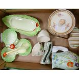 A mixed collection of items to include: Crown Devon Cabbage Ware, Embossed Beswick Jug & toast