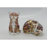 Royal Crown Derby Boxed Paperweight Kitten & Contented Kitten(2):
