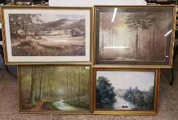 A group of framed prints: countryside scenes (4).