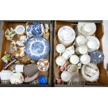 A mixed collection of items to include: Ridgway & similar Blue & White items, 19th Century floral