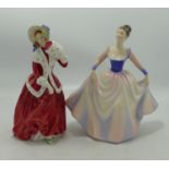 Royal Doulton Lady Figures: Christmas Morn HN1992 & Lisa HN2394(2)