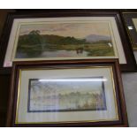 Two framed watercolour paintings: one signed P Swindells (2).