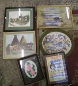 A group of framed prints: including Longport Wharf print, another local interest print etc (6).