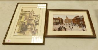 Two Framed Local Theme Prints of Burslem: largest 555 x 37cm(2)