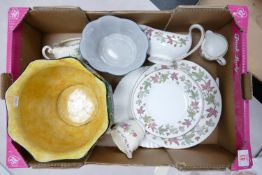 A mixed collection of items to include: Grimwades Deco decorated large damaged Planter, Wedgwood