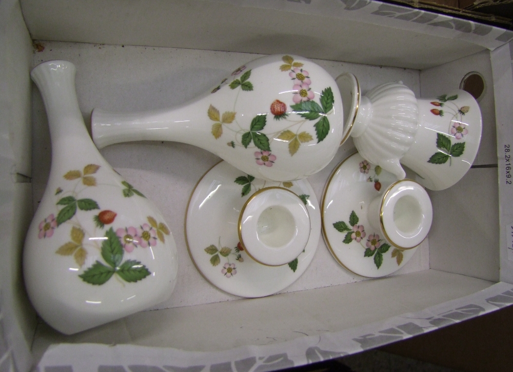 Five Wedgwood wild strawberry items: