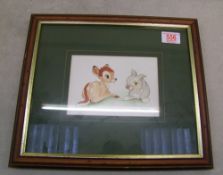 A signed pen and ink Bambi cartoon study: signed B. Dobson 1989.