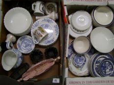 A mixed collection of ceramics to include: Johnson Bros. Tulip Time plates and bowls, Willow pattern
