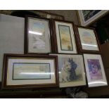 P Swindells singed water colours x 4: together with 2 framed prints (6).