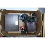 A mixed collection of items to include cased binoculars : reproduction money box etc