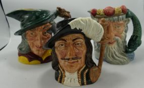 Royal Doulton Large Character Jugs: Pied Piper D6403, Neptune D6548 & Athos(3)