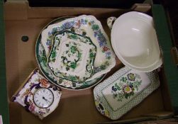 A collection of Mason's ceramic items: bowl, clock etc (1 tray).
