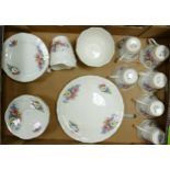Hamilton bone china floral part tea set: to include 6 cups and saucers, 5 side plates, milk jug ,