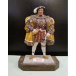 an old painted metal figure of Henry VIII embossed Cast in lead: from the houses of parliament