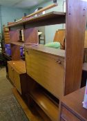 Large mid century modern teak wall unit: 185cm W x 180cm H x 37cm D.