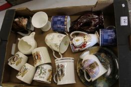 A mixed collection of ceramic items: commemorative ware etc.:
