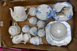 A mixed collection of floral decorated tea ware including: Gladstone China & Royal Albert For All