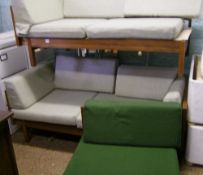 Mid century modern seating suite: comprising of day bed, settee and chair, (in need of some