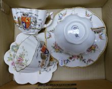 The Foley China Commemorative Cups & Saucer: together with Floral Apsley Pillard floral decorated