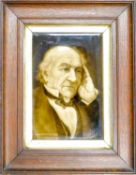 19th century Sherwin & Cotton portrait tile: In original oak frame, 35cm x 27.5cm.