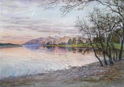 Reginald Johnson watercolour signed and dated 89: Lake district probably Ullswater measuring 26cm