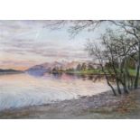 Reginald Johnson watercolour signed and dated 89: Lake district probably Ullswater measuring 26cm