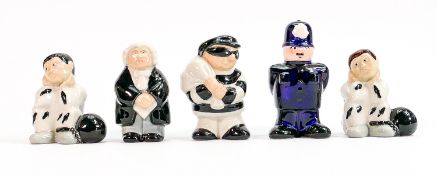 A collection of Wade figures: Comprising burglar, 2 x prisoner, policeman and judge. (5)