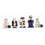 A collection of Wade figures: Comprising burglar, 2 x prisoner, policeman and judge. (5)