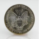 United States of America silver Eagle one dollar: 1oz of fine Silver.
