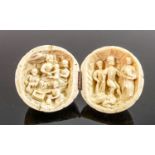 18/19th century Dieppe carved Ivory Diptych with Napoleonic scene: Diameter 5cm. Please note that as