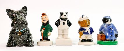 A collection of Wade figures: Including Mr Magoo, Nennie dog, Bertie Badger and two others. (5)