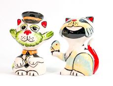 A pair of Lorna Bailey cats Milkman & Butterfly: