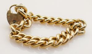 9ct gold heavy bracelet: Weight 24.7g, large hollow solid gold links, marked 9c on every link and