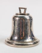 Silver inkwell in the form of a bell: Hallmarked for Birmingham 1912, filled, 10cm diameter.