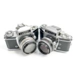 Exakta Varex VX IIb vintage 35mm SLR film cameras: Carl Zeiss Jena Tessar 2.8/50 Lens & Pancolar 2/