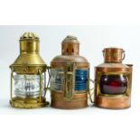 Nautical themed brass & copper port & similar lanterns: Height of tallest 25cm - port lantern with